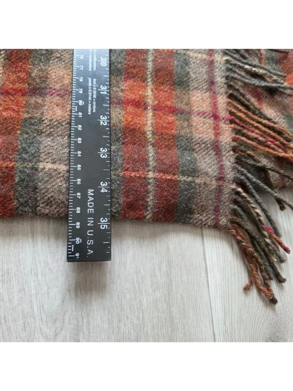 Jones New York Country Plaid Wool Blend Fringe Wrap Skirt Womens Size 8 Made USA